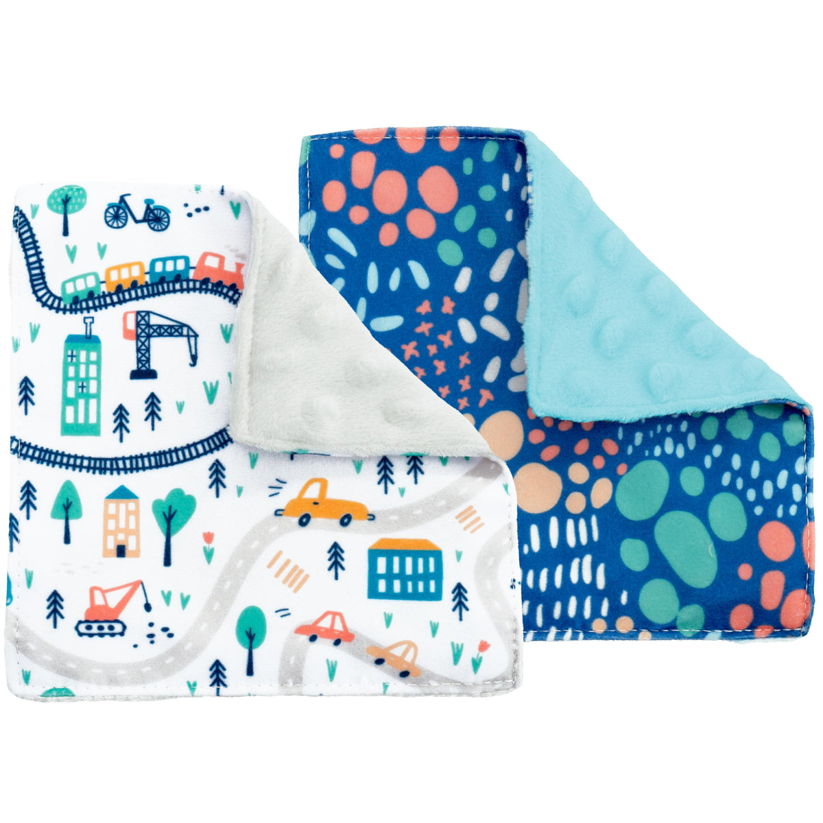 S&T INC. Crinkle Squares Baby Toys 6 Inch x 6 Inch City Dots 2 Pack